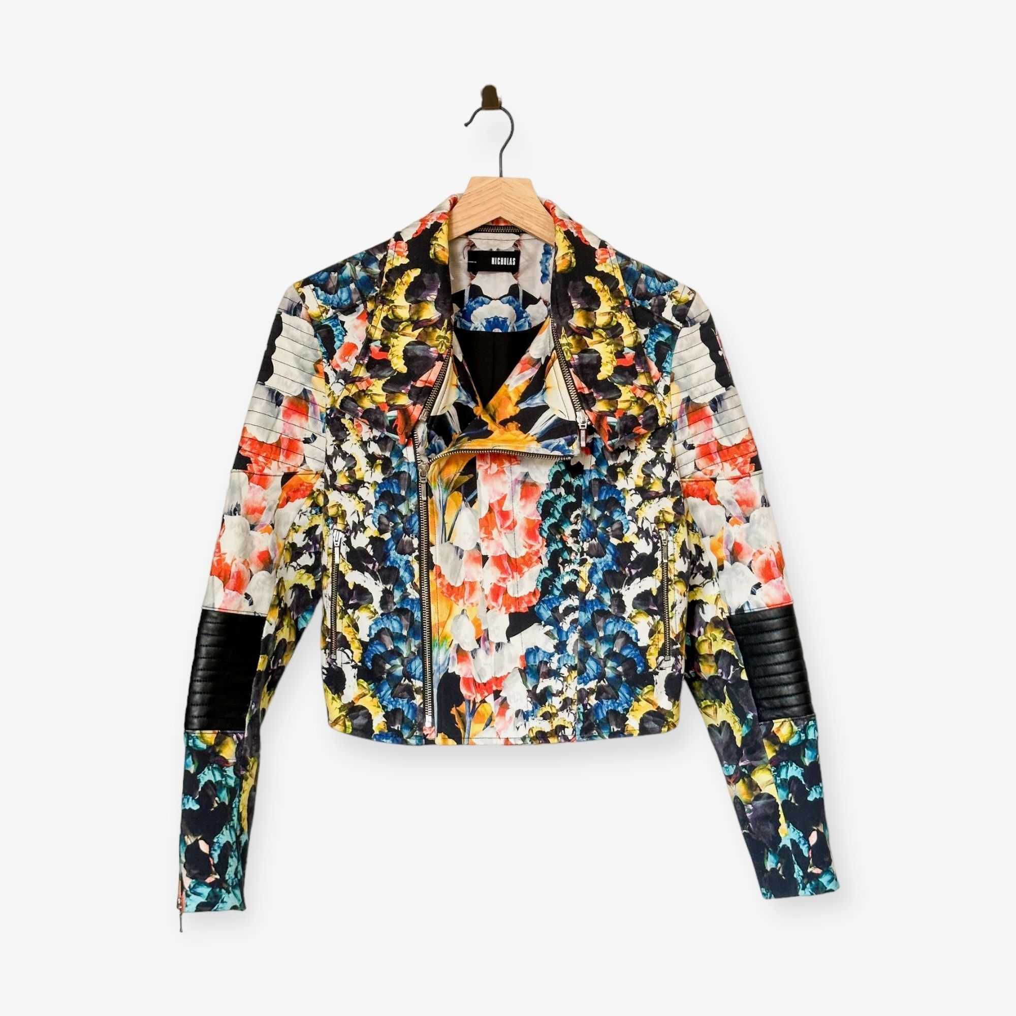 NICHOLAS Nicholas Digi Floral Cotton-Blend Moto Jacket, Size 8 Size M / US 6-8 / IT 42-44 - 1 Thumbnail