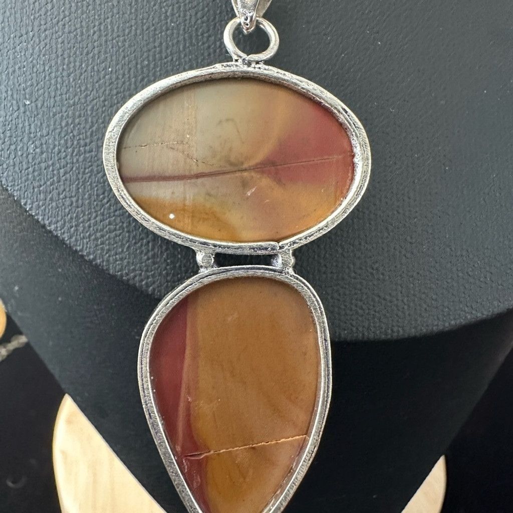The Unbranded Brand Sterling Silver Pendant Necklace Multicolor Agate Stones Size ONE SIZE - 6 Thumbnail