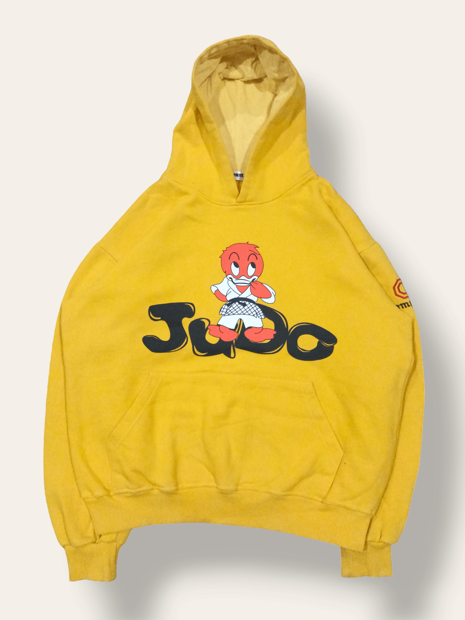 image of Anima Gymnast Duck Judo Baggy Pullover Hoodie in Yellow, Men's (Size Large)
