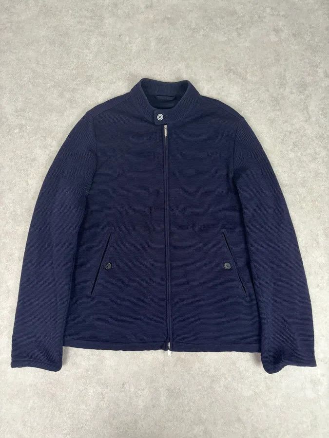 Emporio Armani SS2016 Emporio Armani Navy Wool Minimalist Zip-up Jacket Size US L / EU 52-54 / 3 - 1 Thumbnail