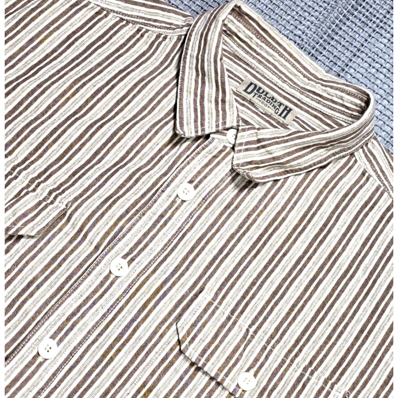 Duluth Trading Company Duluth Trading Co Men's Shirt Striped Brown Button Up Work Shirt Cotton Size XXL Size US XXL / EU 58 / 5 - 6 Thumbnail