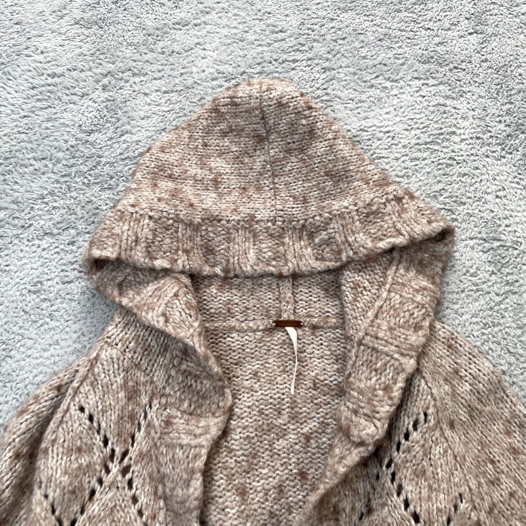 Free People Free People Cardigan Sweater Womens Small Beige Hooded Knit Wool Blend Button V-Neck Raglan Sleeve Open-Knit Size S / US 4 / IT 40 - 8 Thumbnail