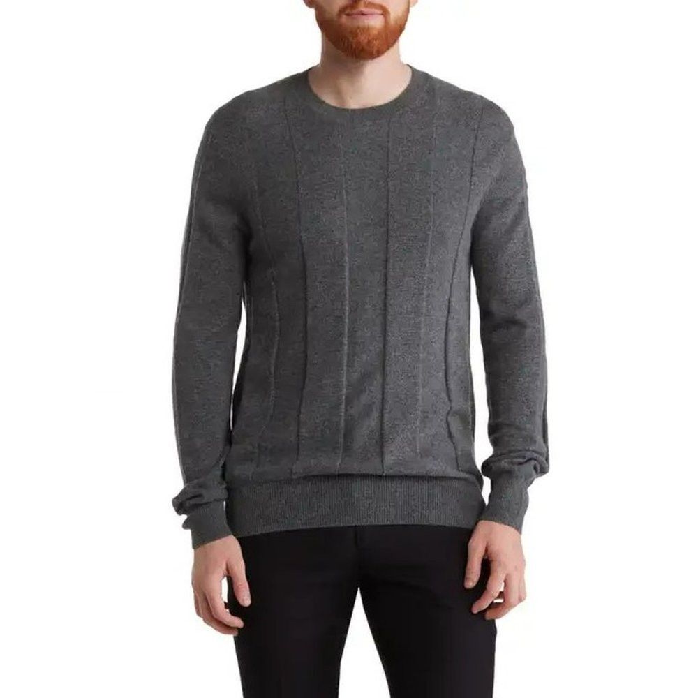Other NWT New KIER & J Shadow Stripe Crewneck Wool Blend Grey Swe Size US XL / EU 56 / 4 - 1 Thumbnail