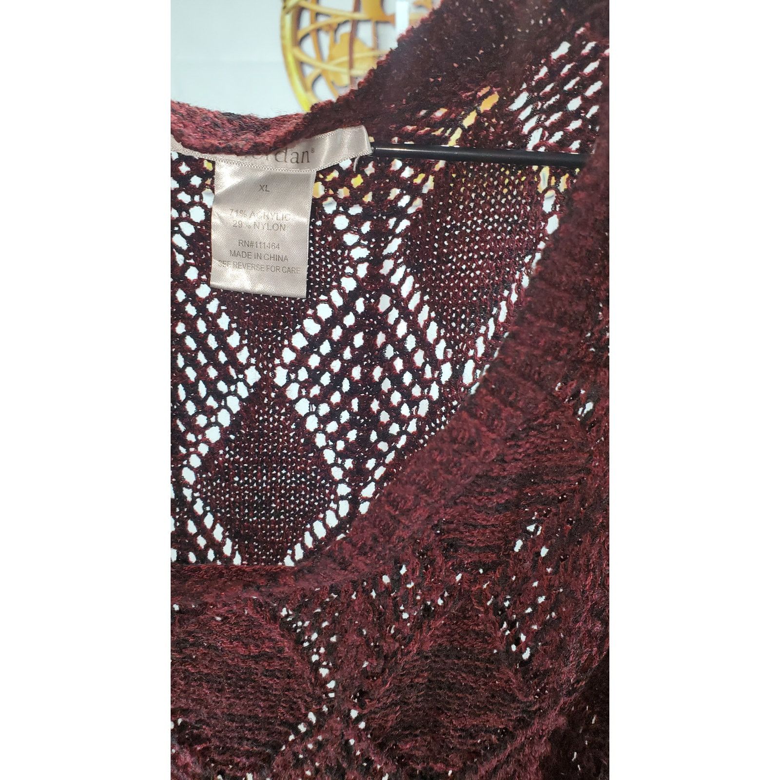 Other K. Jordan Burgundy Open Knit Cold-Shoulder Sweater Size XL Size L / US 10 / IT 46 - 4 Thumbnail