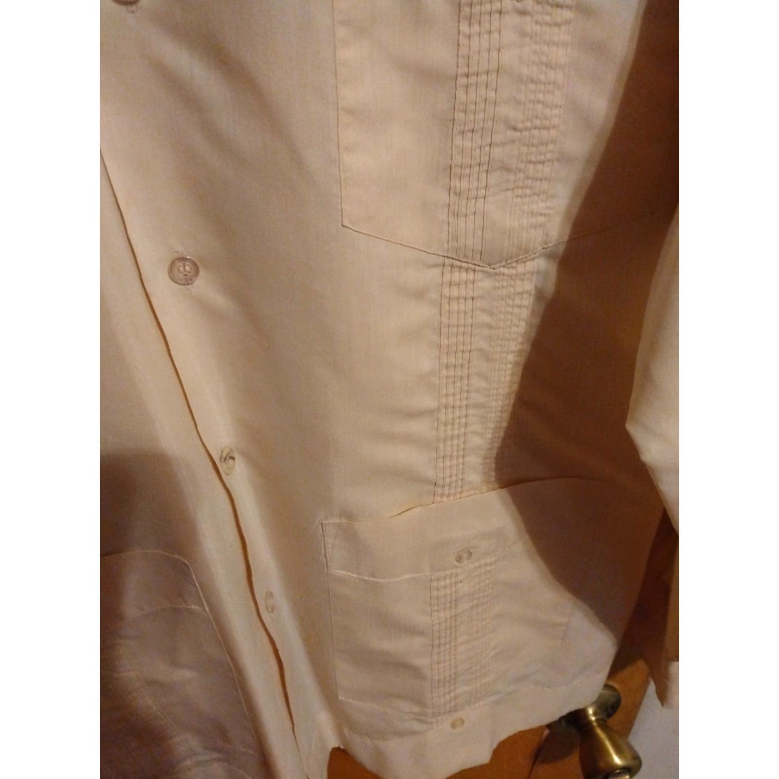 Vintage VINTAGE ROMANI Shirt Mens M Yellow Button-Up Long Sleeve Collared 70s Retro All Seasons Easy Care Pockets Size 40R - 6 Thumbnail