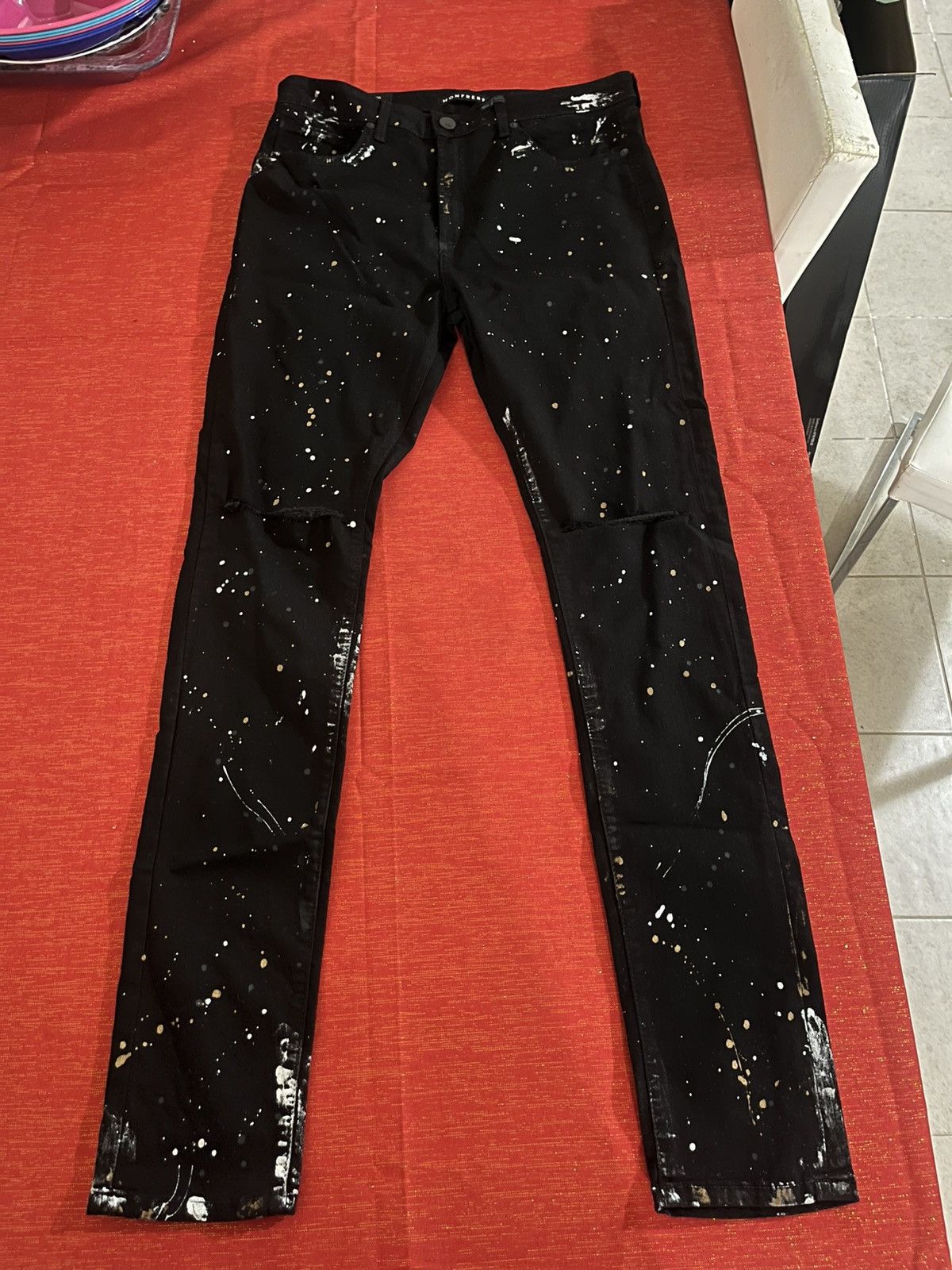 MONFRERE Monfrere Soho Di Noir Distressed Skinny Greyson Jeans Sz 36 Size US 36 / EU 52 - 4 Thumbnail