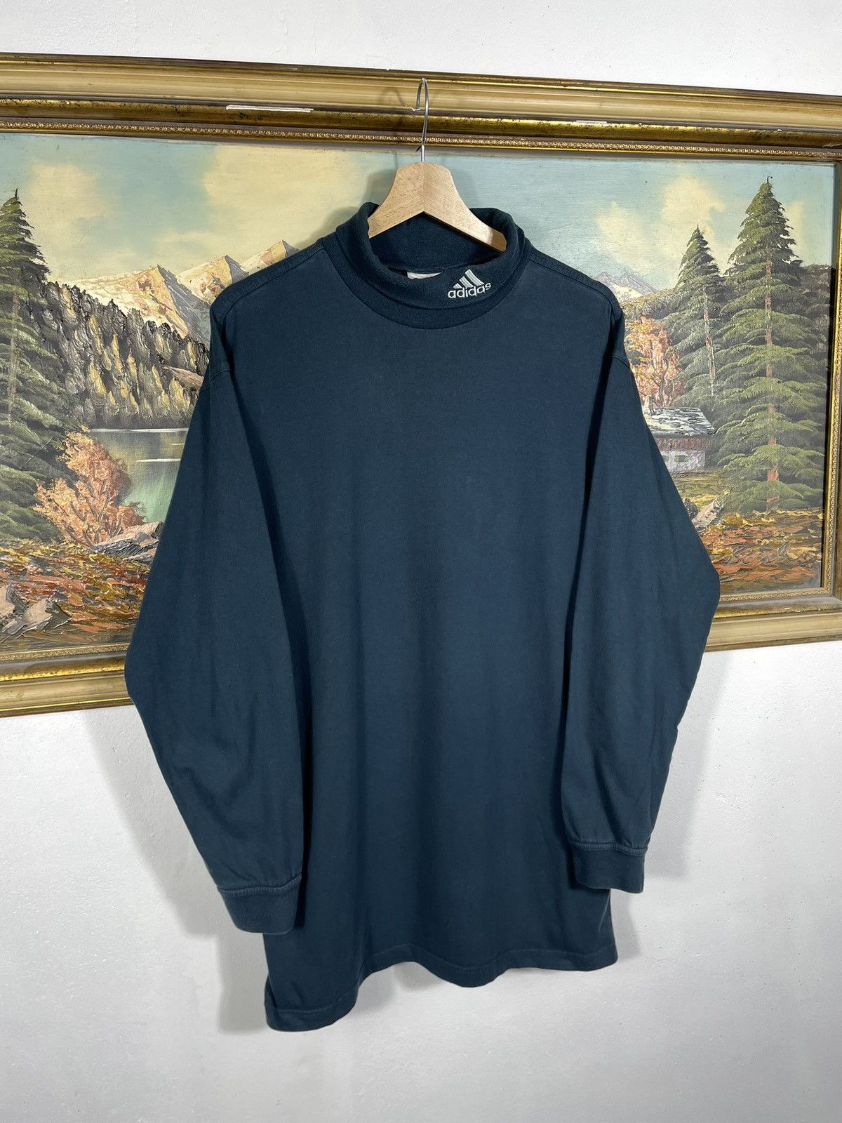 Adidas × Vintage Adidas Vintage 90s Turtleneck Longsleeve Crewneck Sweatshirt Size US M / EU 48-50 / 2 - 3 Thumbnail