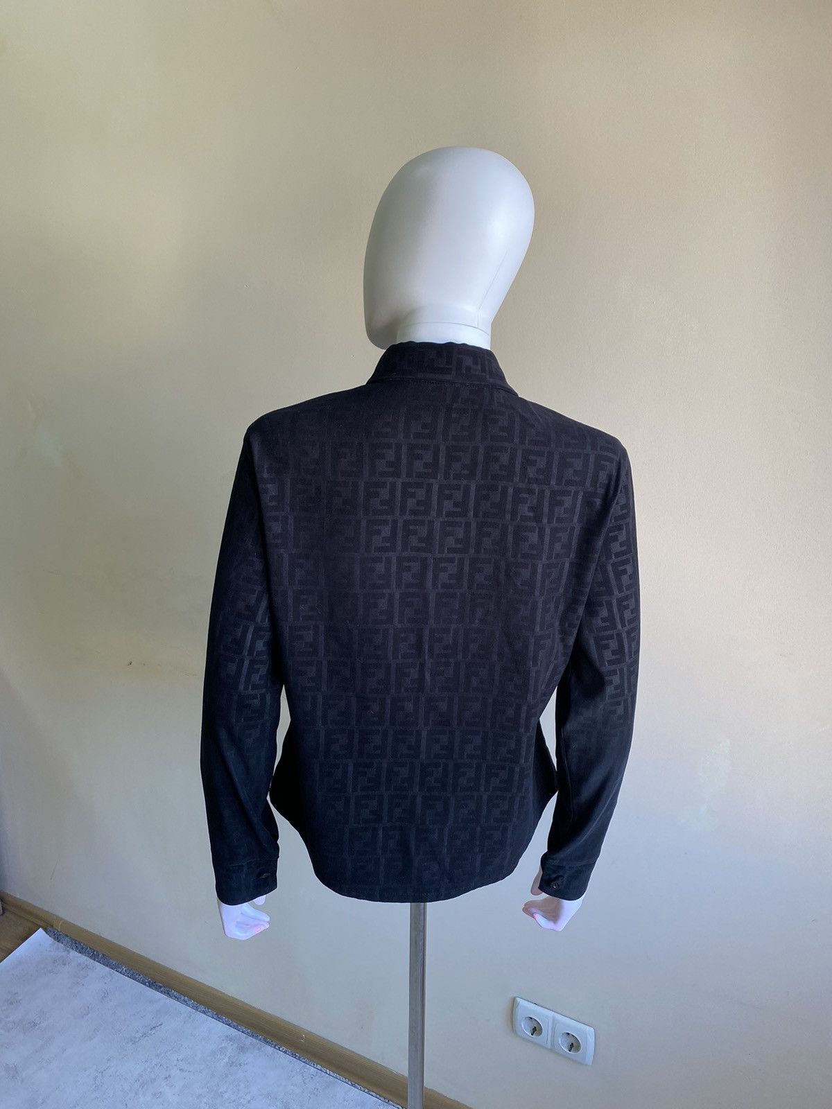 Fendi Vintage Fendi FF Zucca Monogram Black Velour Button Up Shirt Size S / US 4 / IT 40 - 8 Thumbnail