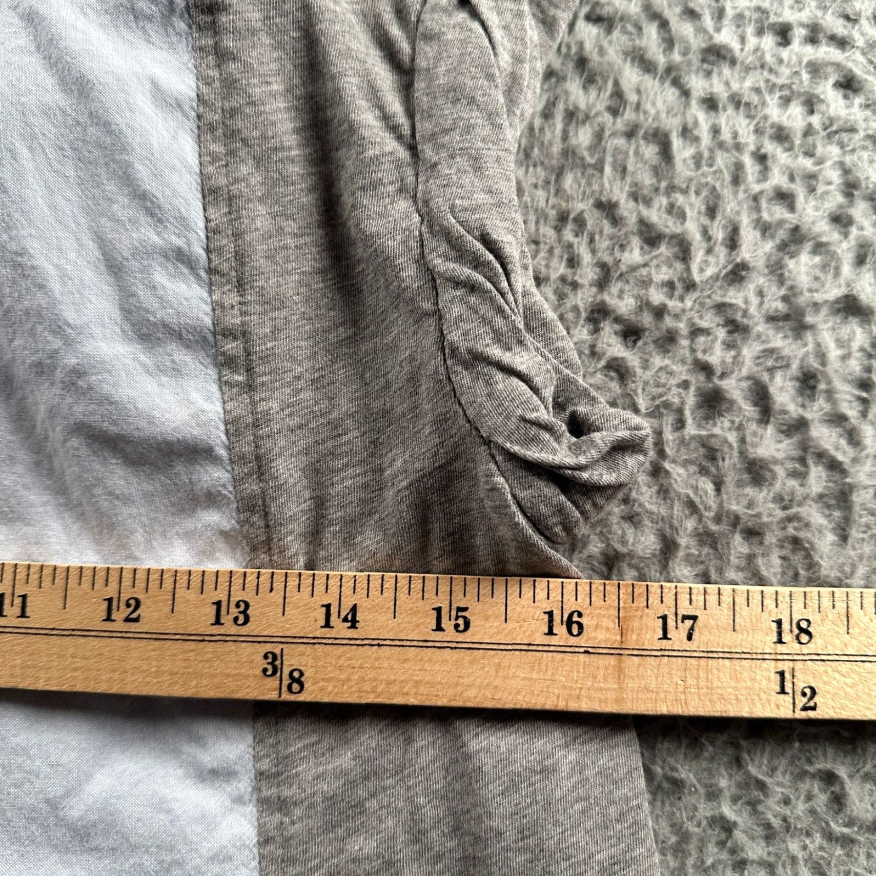 T by Alexander Wang T by Alexander Wang Top Womens Short Sleeve Button Front Mixed Media Gray Blue Size M / US 6-8 / IT 42-44 - 4 Thumbnail