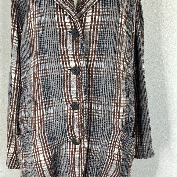 Issey Miyake Issey Miyake Seer Sucker VTG Plaid Tunic Plantation Blazer D Size L / US 10 / IT 46 - 2 Thumbnail