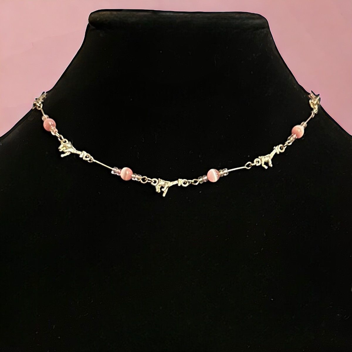 Other Cool Jewels pink tigers eye and giraffe link necklace Size ONE SIZE - 1 Thumbnail