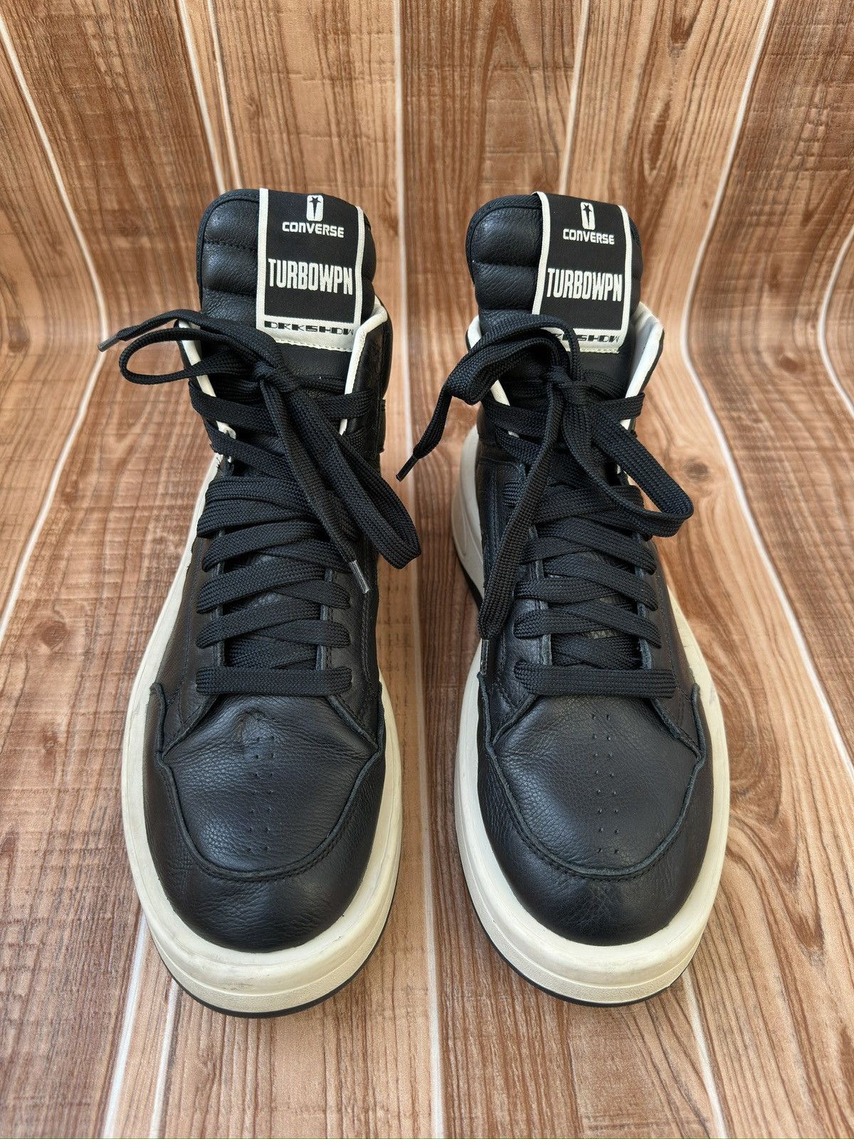 Converse × Rick Owens Drkshdw Rick Owens DRKSHDW TURBOWPN Mid Black Cloud Cream Size US 12 / EU 45 - 3 Thumbnail