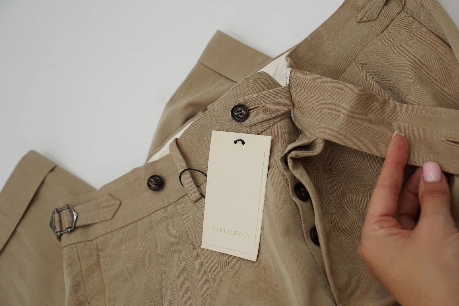 Suitsupply Men Suitsupply Pants Bolzano Double Pleat Cotton Brown US38S Size 38S - 3 Thumbnail
