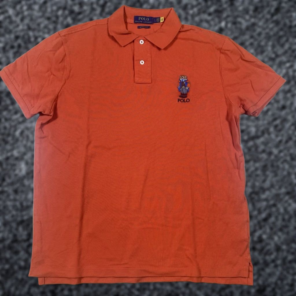 Ralph Lauren Ralph Lauren Polo Shirt Mens Large Orange Short Sleeve Slim Fit Bear Size US L / EU 52-54 / 3 - 1 Thumbnail