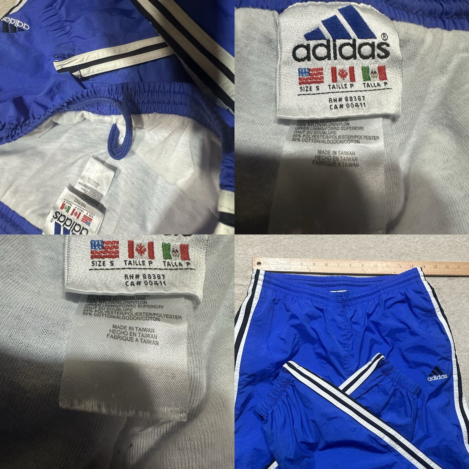 Adidas VINTAGE Adidas Nylon Glanz Soccer Pants Mens Small Blue Lined RN 8837 00411 Size US 29 - 8 Thumbnail