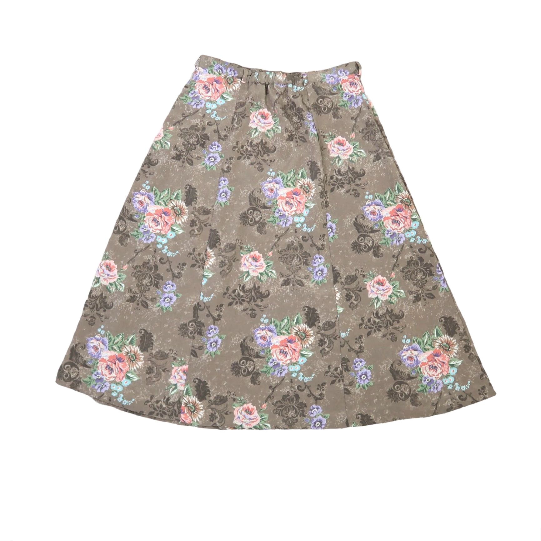 Vintage VINTAGE Bice Skirt A-Line Midi Floral Brown 90s Women Size 10 Skirt Midi Floral 90s Brown Womens Capable Seasonal Fall Spring Summer 10 Size 32" / US 10 / IT 46 - 3 Thumbnail