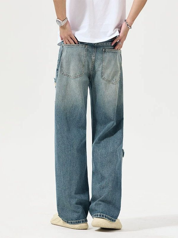 Japanese Brand × Jean Straight loose high street American men's ripped jeans Size US 32 / EU 48 - 4 Thumbnail
