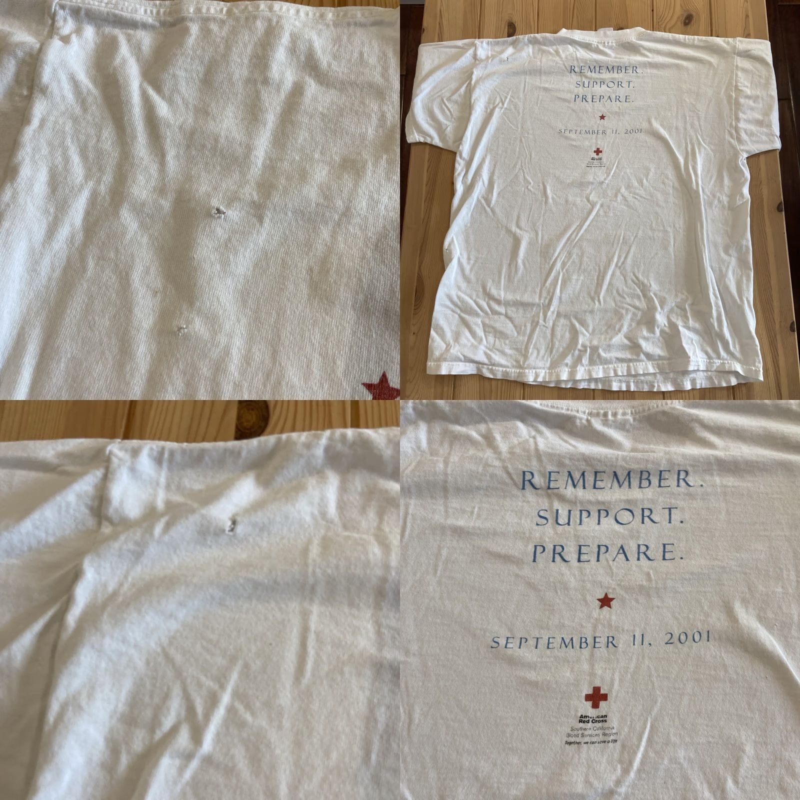 Fruit Of The Loom Fruit of the Loom T-Shirt 911 Red Cross Memorial The Pulse Of America XL White Cotton Men Short Sleeve Size US XL / EU 56 / 4 - 8 Thumbnail
