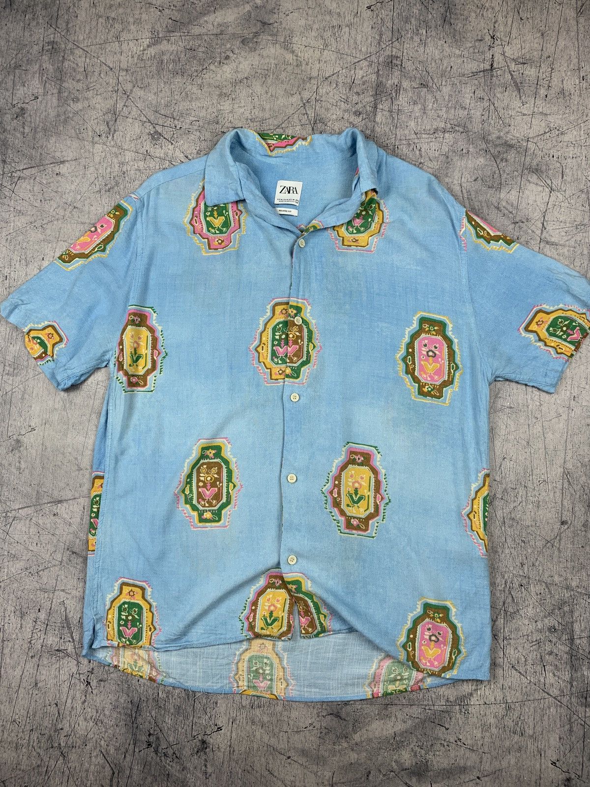 Zara Zara Crazy Hawaiian Shirt Short Sleeve Y2K Multicolor Art Size US M / EU 48-50 / 2 - 7 Thumbnail