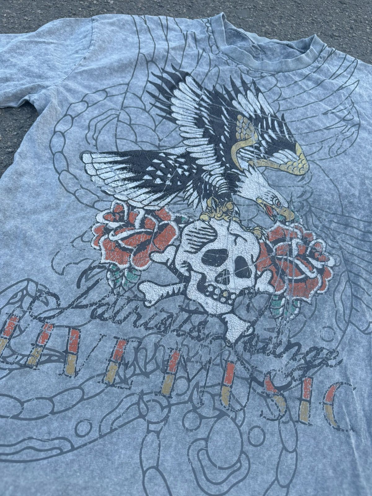 Japanese Brand × Vintage Vintage Y2K Next Hardy Style Snake Skull Overprint T Shirt Size US L / EU 52-54 / 3 - 3 Thumbnail