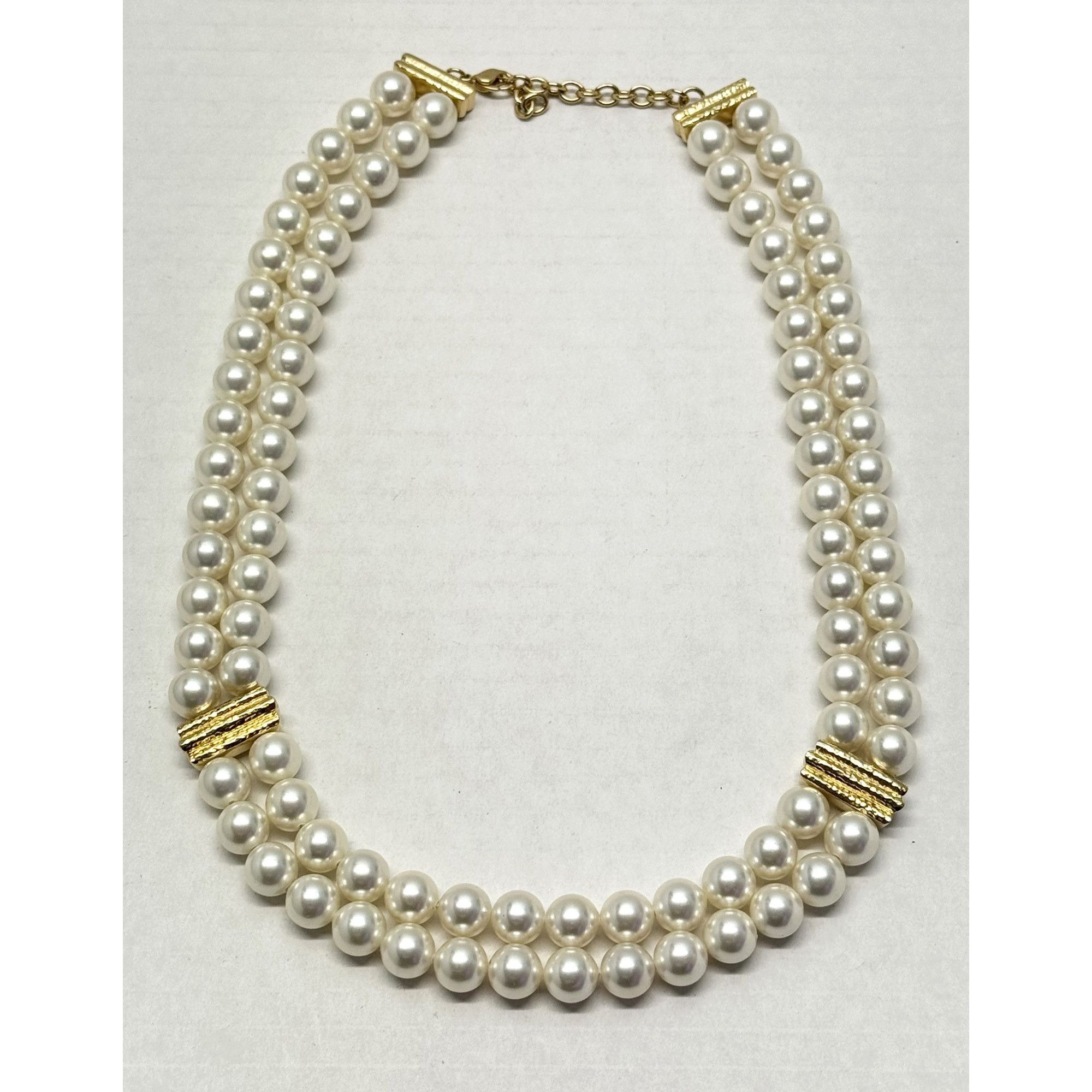 Vintage M & N 925 sterling silver faux pearl collar necklace Size ONE SIZE - 1 Thumbnail