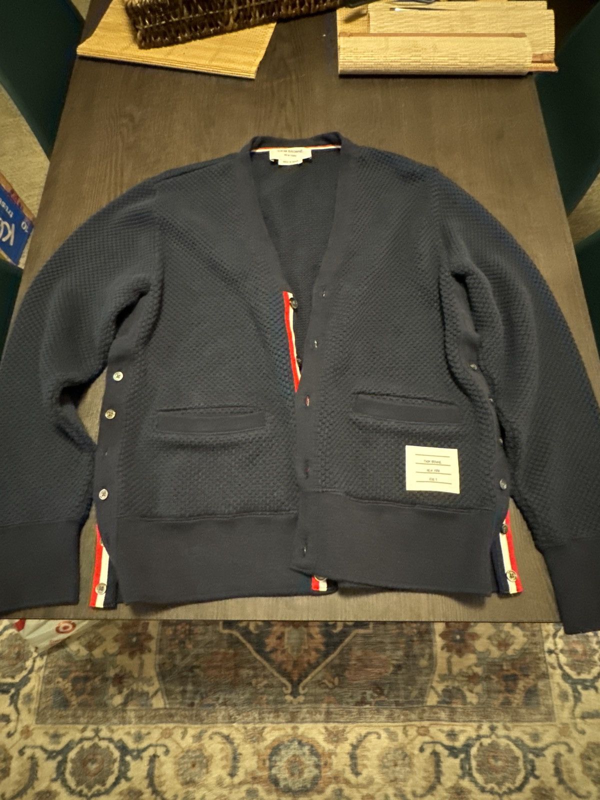 image of Thom Browne Cotton Cardigan in Deep Blue, Men's (Size Medium)