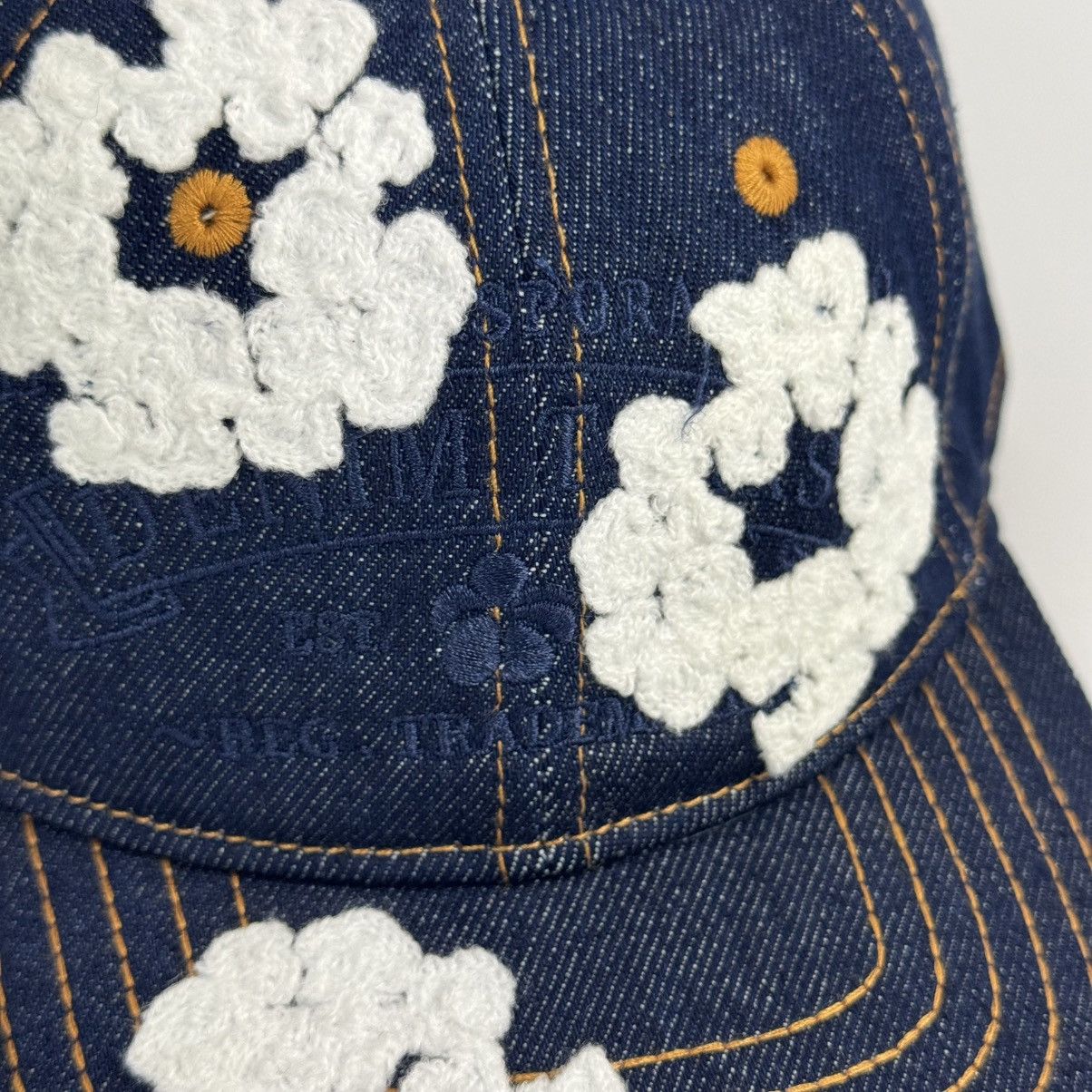DENIM TEARS Washed Indigo Denim Cotton Bud Embroidered Adjustable Cap Size ONE SIZE - 5 Thumbnail