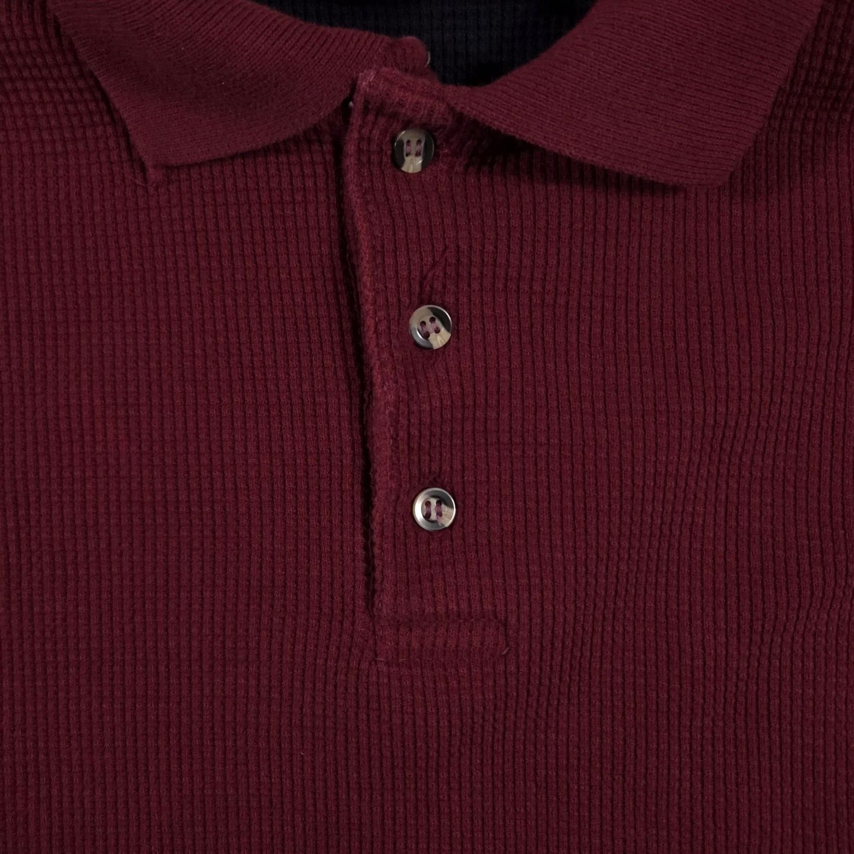 Rails VIA AMERICA TRAILS Polo Shirt Mens Large Maroon Long Sleeve Waffle Knit Thermal Polo Shirt Mens L Maroon Size US L / EU 52-54 / 3 - 3 Thumbnail