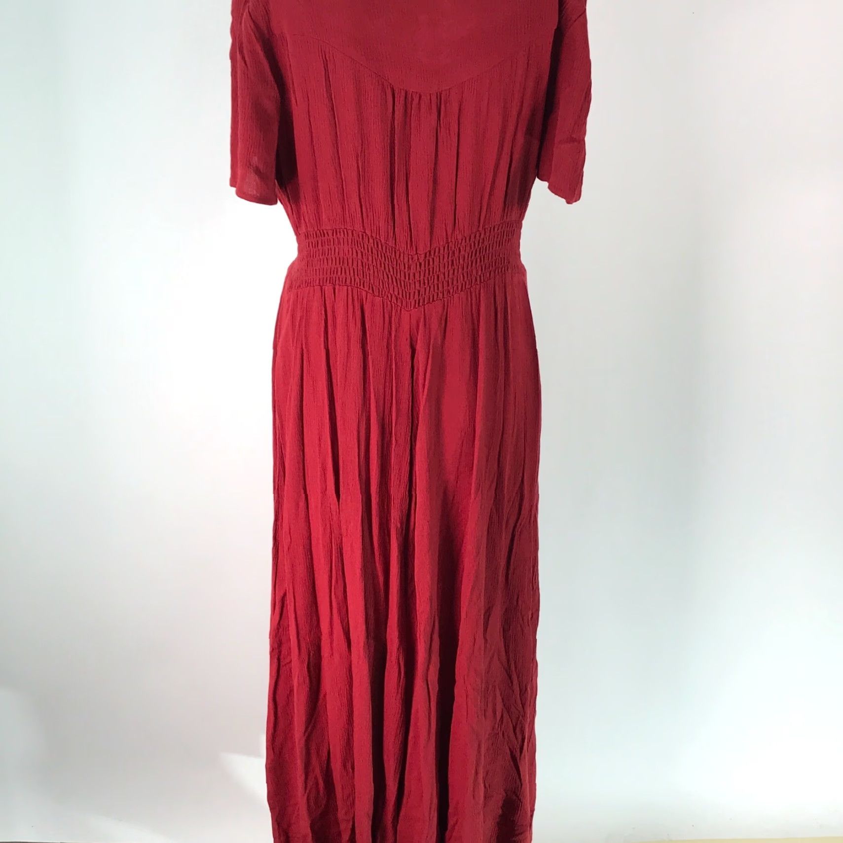 Rusty Womens Smoked Waist Button Up Split Rust Maxi Dress Short Sleeves Size Medium Size 32" / US 10 / IT 46 - 2 Thumbnail