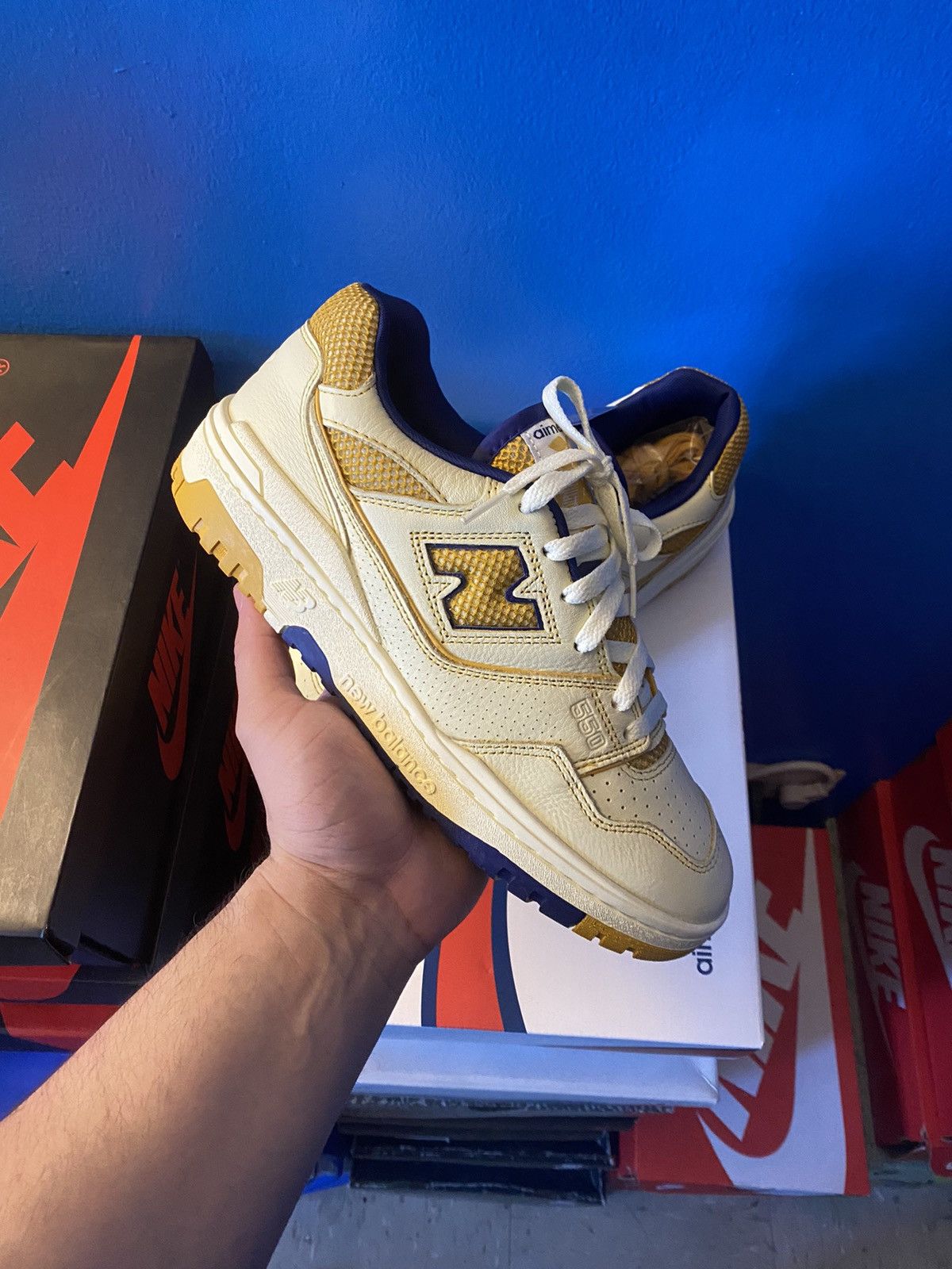 image of Aime Leon Dore x New Balance Ald X New Balance 550 “Masaryk Community Gym - Dawn Glow” Shoes in Yel
