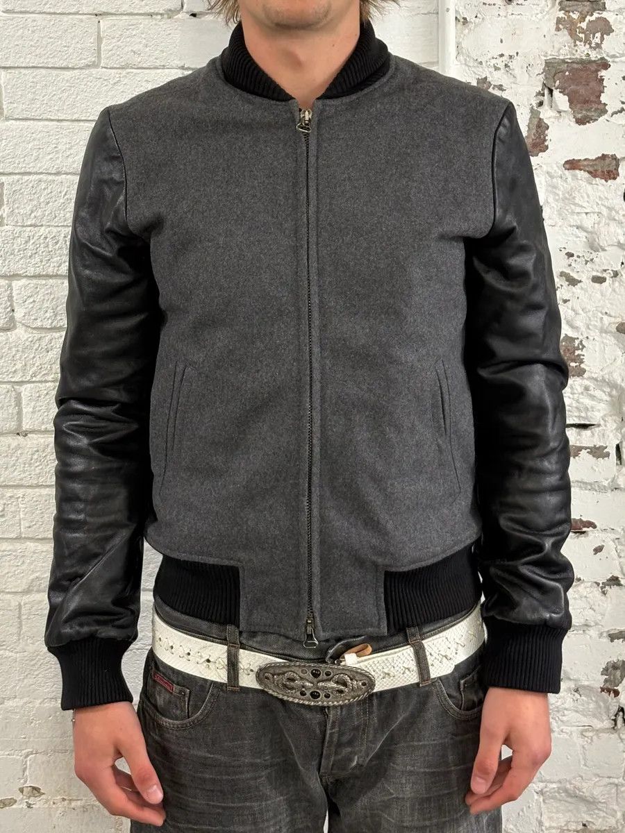 Pierre Balmain AW2013 Pierre Balmain Grey Wool & Leather Teddy Bomber Jacket Size US M / EU 48-50 / 2 - 2 Thumbnail