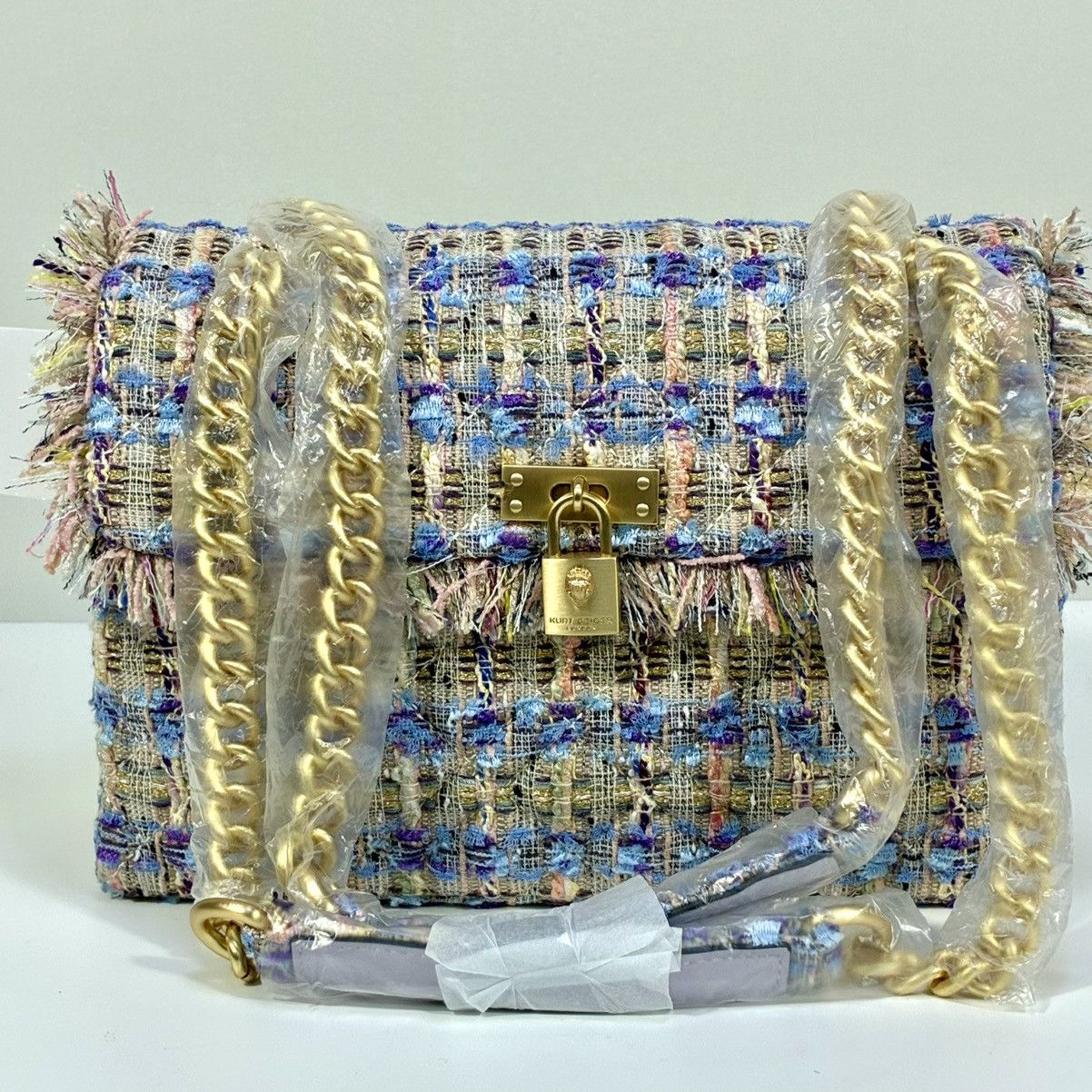 Kurt Geiger Kurt Geiger London Brixton Tweed Lock Bag Lilac NEW Shoulder Size ONE SIZE - 10 Thumbnail