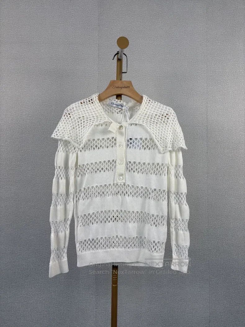 Dior Dior White knitted hollow long sleeves Size XXS / US 00 / IT 34 - 1 Thumbnail