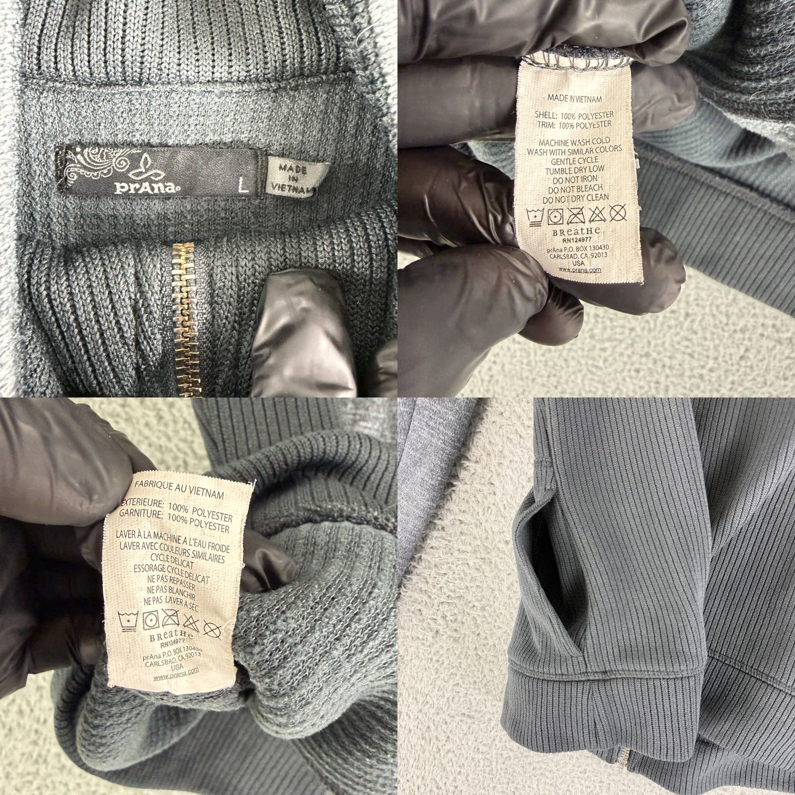 Prana prAna Tobi Ribbed High-Neck Full Zip Jacket Womens Large Gray Long Sleeve Gym Size L / US 10 / IT 46 - 8 Thumbnail