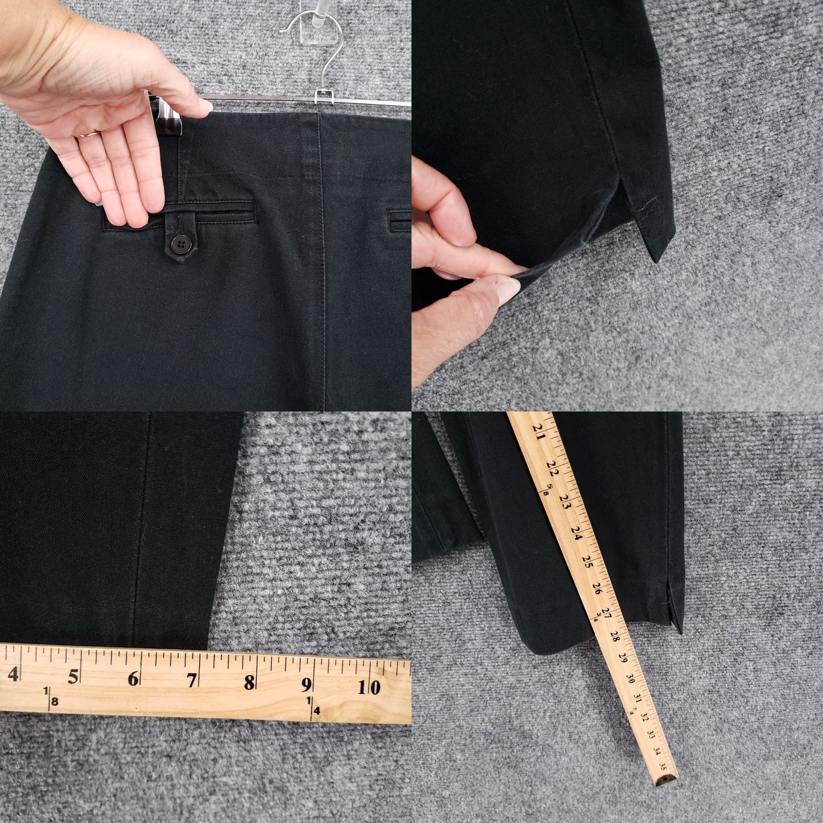 Vintage Womyn Pants Chino Straight Black Size 6 Mid-Rise Flat Front Side Slit Womens Size 28" / US 6 / IT 42 - 8 Thumbnail