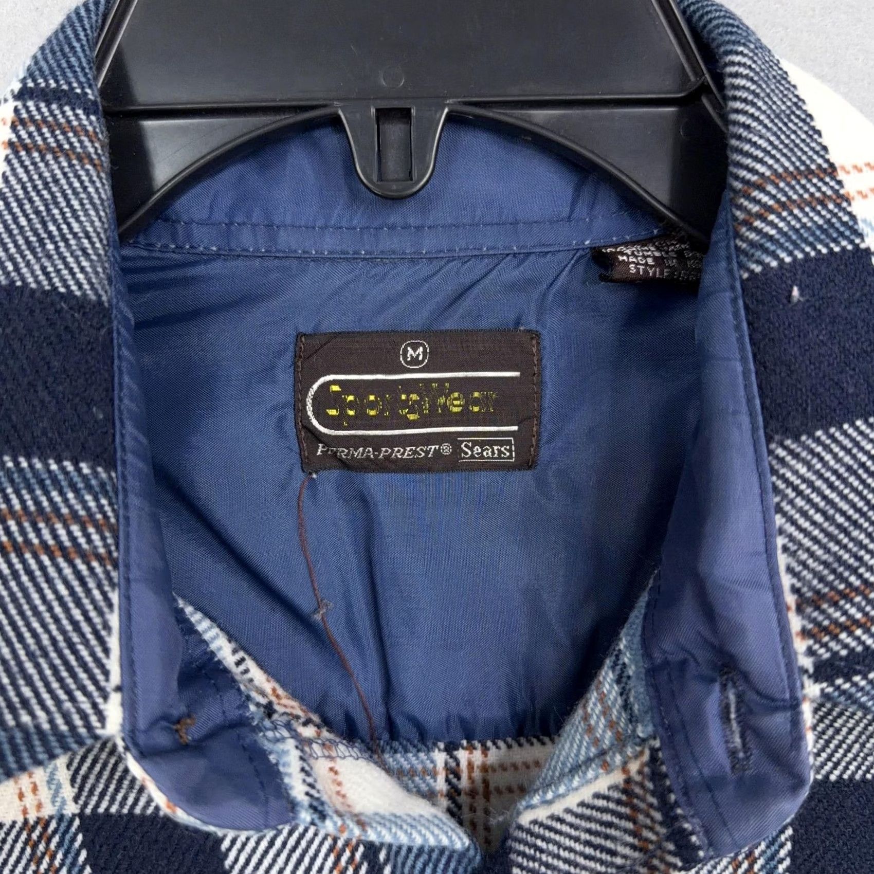 Sears VINTAGE Sears Shirt Mens M Blue Plaid Flannel Button Front Outdoor 80s 90s Womens Mens Girls Size US M / EU 48-50 / 2 - 4 Thumbnail
