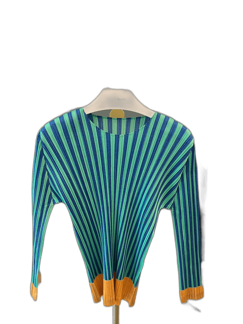 Issey Miyake Tri-Color Striped Top in Green and Orange-yf Size US M / EU 48-50 / 2 - 1 Thumbnail