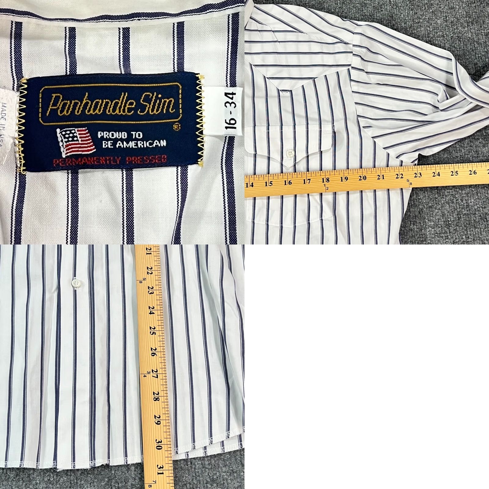 Vintage VINTAGE Panhandle Slim Shirt Mens 16 34 White Striped Cowboy Western Ranchwear USA VTG Size US L / EU 52-54 / 3 - 8 Thumbnail