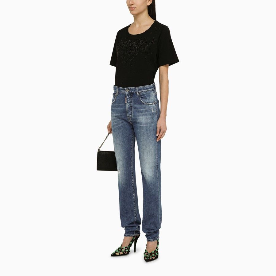 Dsquared2 o1d2blof0824 Cotton Crew-neck Logo T-Shirt in Black Size S / US 4 / IT 40 - 2 Thumbnail
