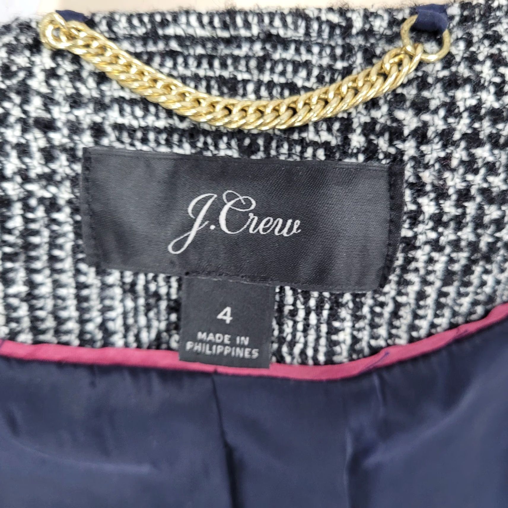 J.Crew J.Crew Black White Wool Blend Tweed Lined Jacket Size 6 Short Sleeve Womens Size M / US 6-8 / IT 42-44 - 3 Thumbnail