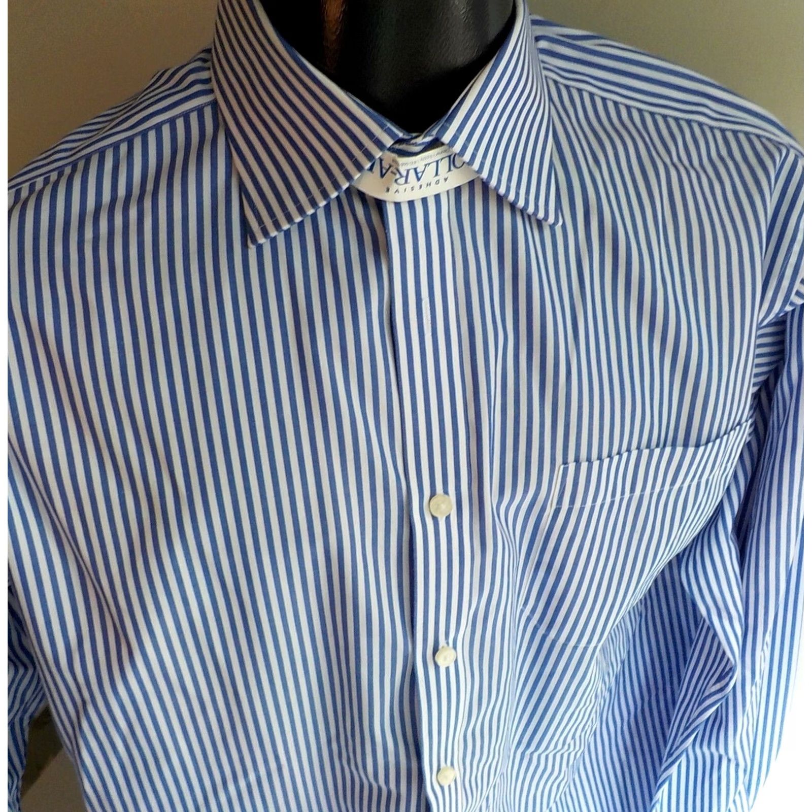 Pinko PINK by Thomas Pink Blue Striped Button Front Shirt 100% Cotton SZ 16 1/2-35 Mens Size US L / EU 52-54 / 3 - 2 Thumbnail