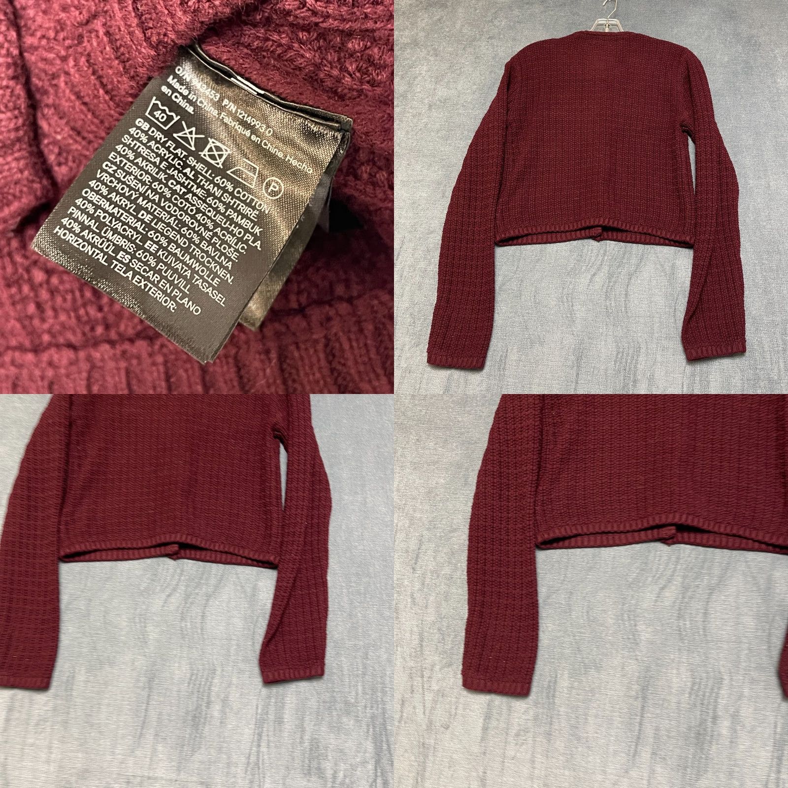 H&M H&M Short Cardigan Sweater Womens Small Red Textured Knit Slim Fit Round Neck Size S / US 4 / IT 40 - 8 Thumbnail