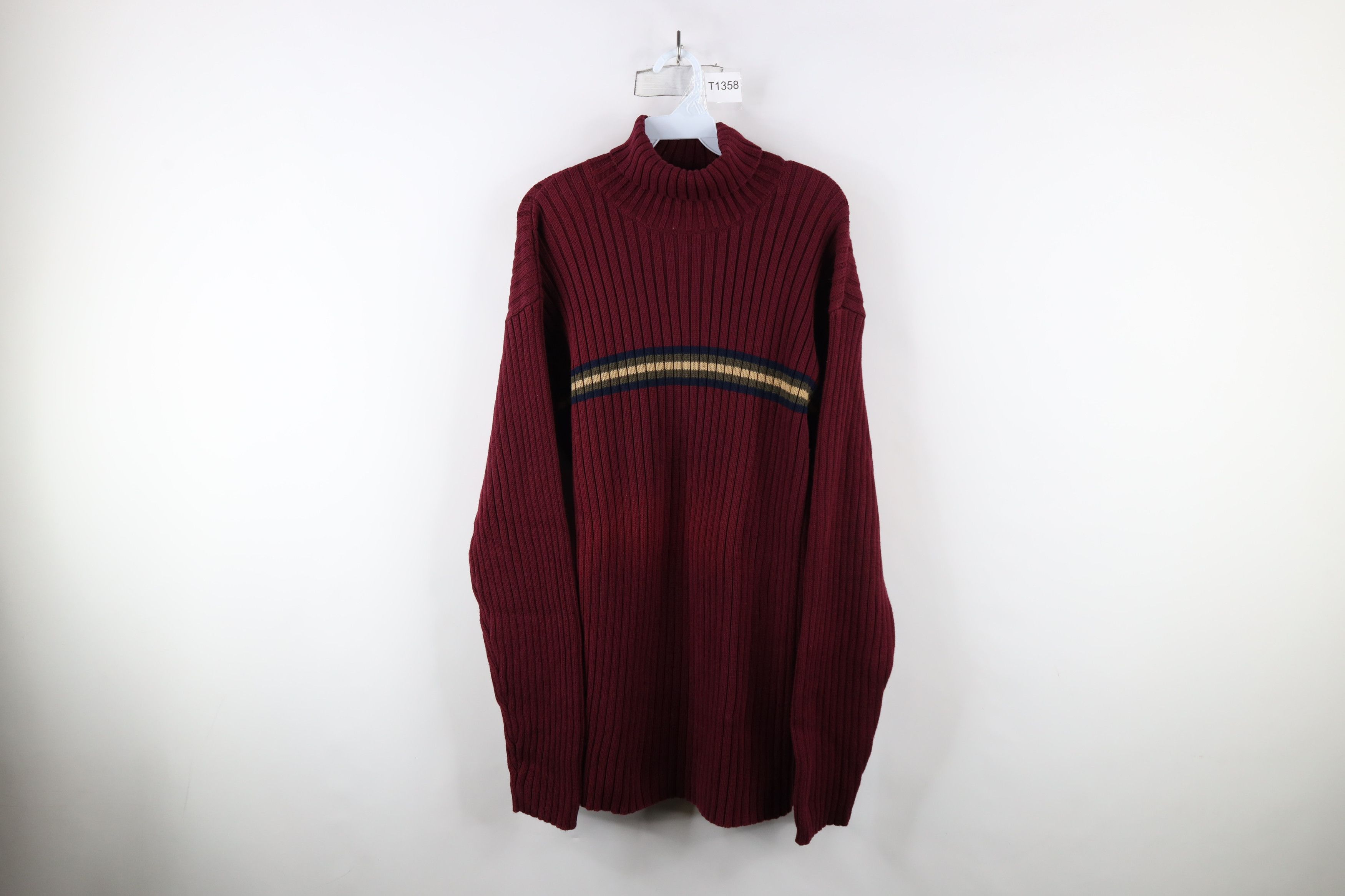Vintage Vintage 90s Streetwear Chunky Ribbed Knit Turtleneck Sweater Size US XL / EU 56 / 4 - 1 Thumbnail