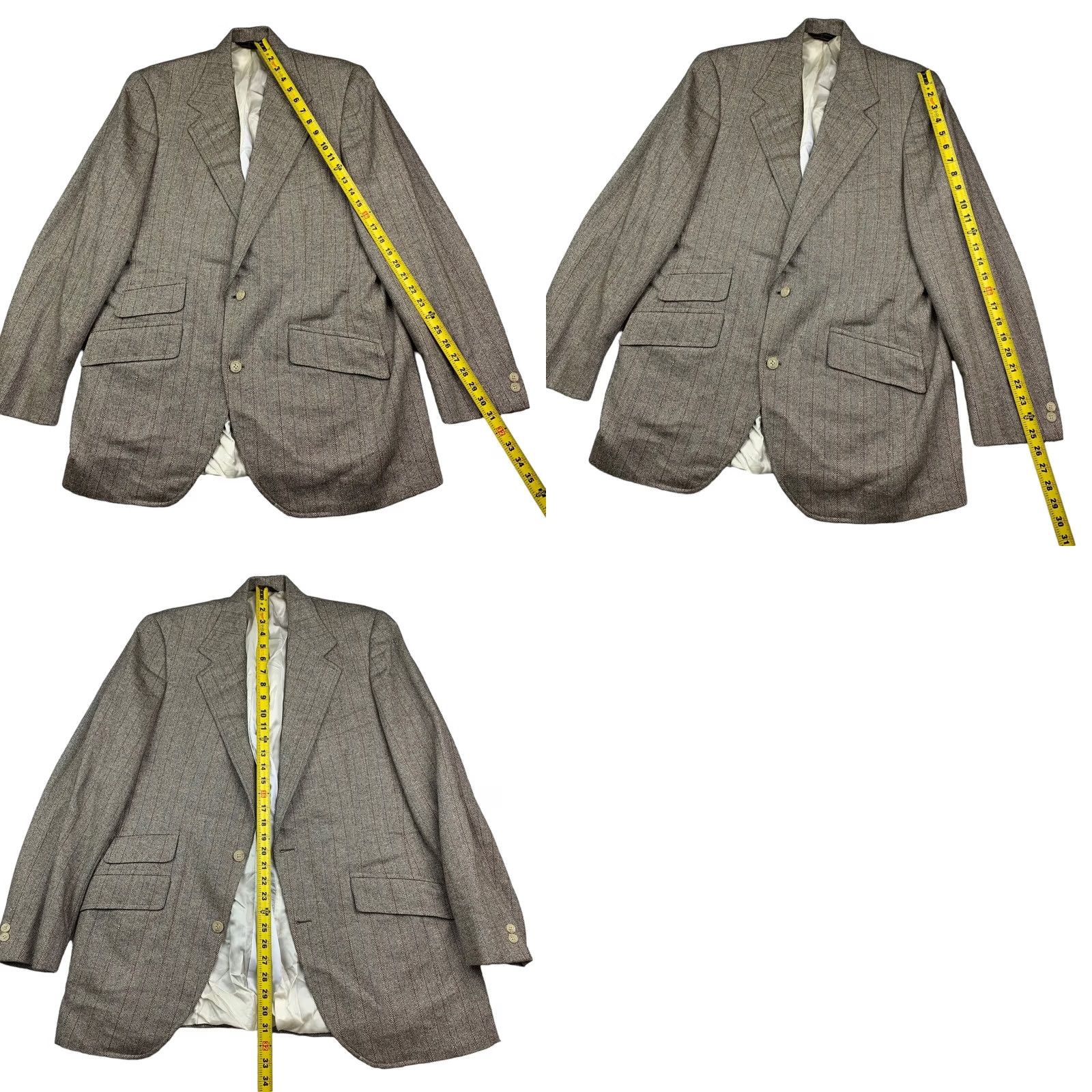 Southwick VINTAGE Southwick Blazer Jacket Men Tweed 2-Button Brown Beige Herringbone 42 R USA Womens Mens girls Size 42R - 8 Thumbnail