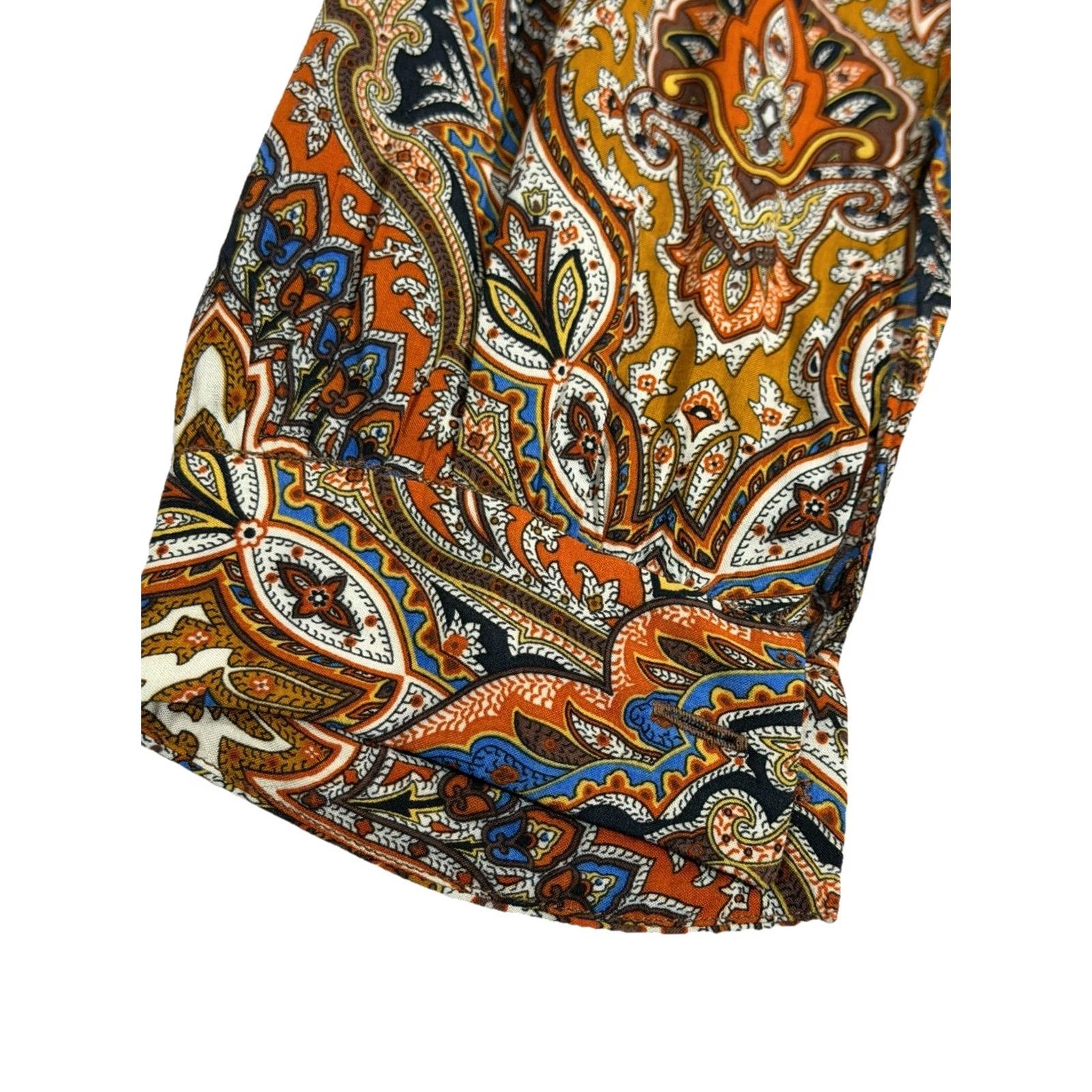 Zara Zara Bohemian Print Paisley Maxi Dress Ocher Side Slit Tunic USA XS-S Women Maxi Dress Brown Paisley Bohemian Shirt Dress Womens Size S / US 4 / IT 40 - 5 Thumbnail