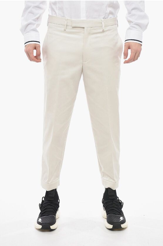 image of Neil Barrett Slim Fit Barrett Metal Pants With Adjustable Ankles in Beige, Men's (Size 31)