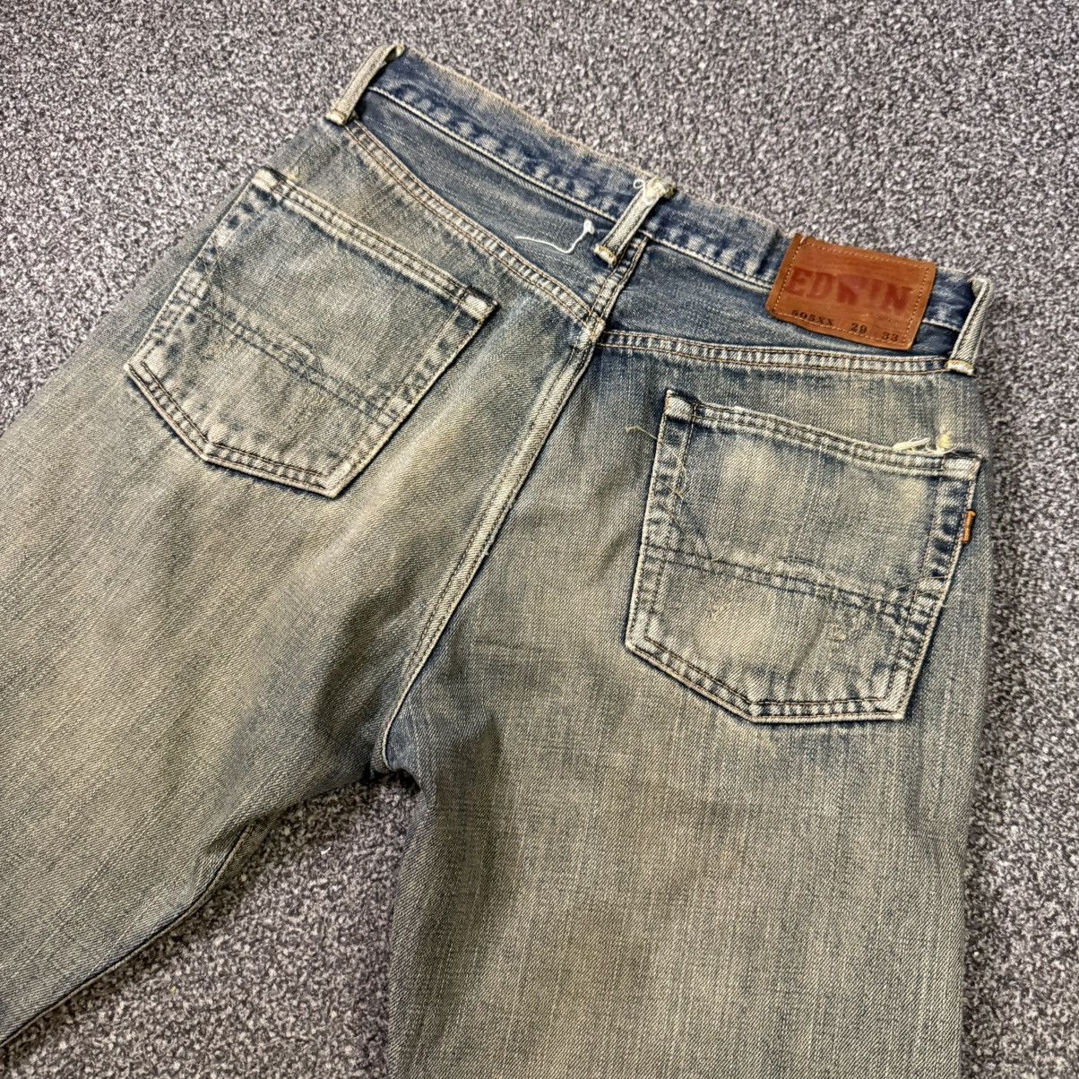 If Six Was Nine Vtg Archival Selvedge Edwin 505xx Thrashed Distressed Mud Size US 29 - 7 Thumbnail