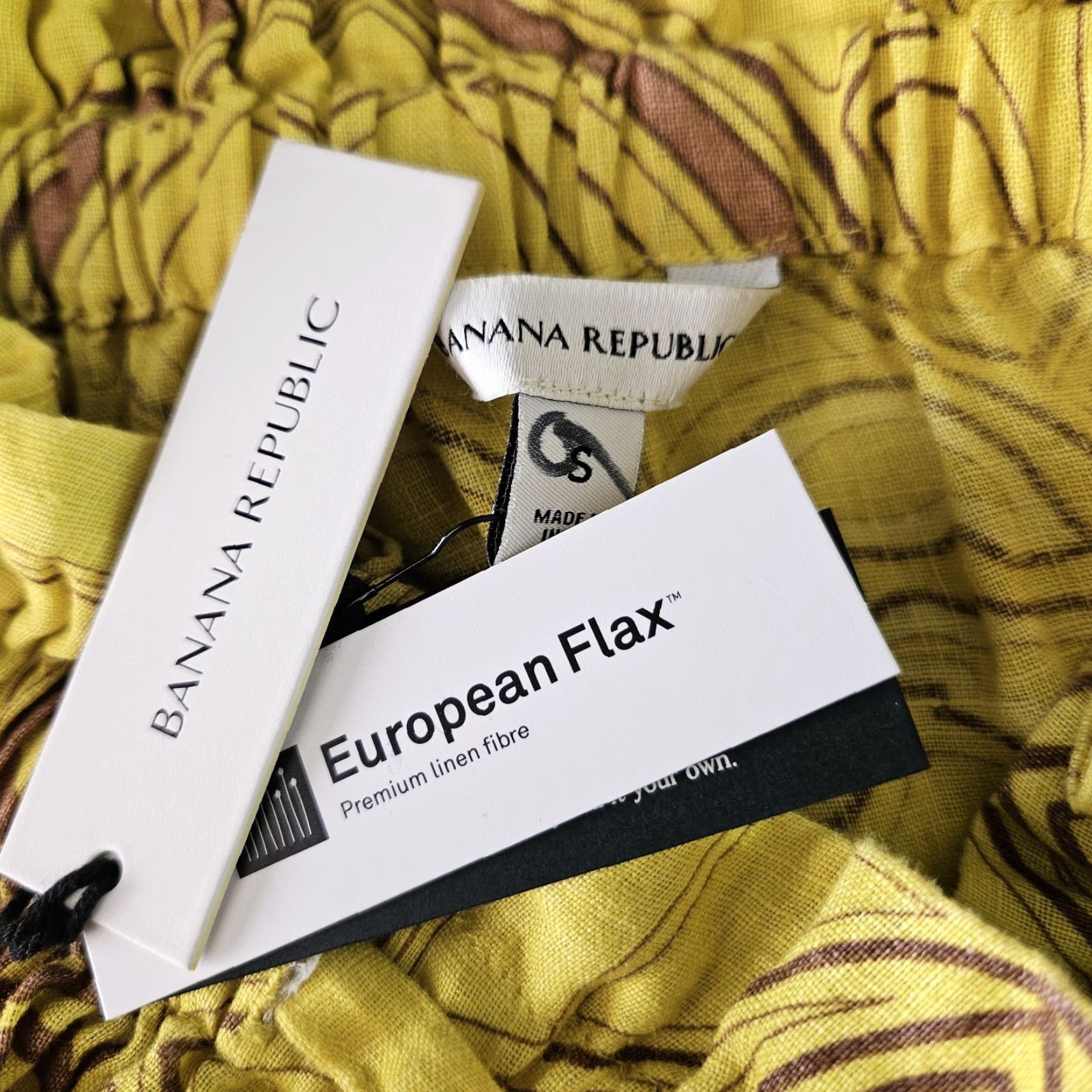 Banana Republic VINTAGE Banana Republic Womens Linen Midi Skirt Sz Small Yellow Pockets Drawstring Size 28" / US 6 / IT 42 - 5 Thumbnail