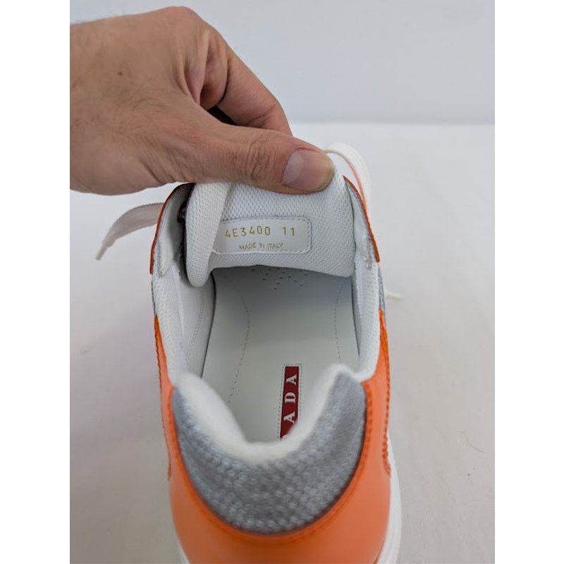 Prada o1rshd1 America's Cup Vernice Bike Sneakers in Papaya Arge Size US 9 / EU 42 - 16 Thumbnail