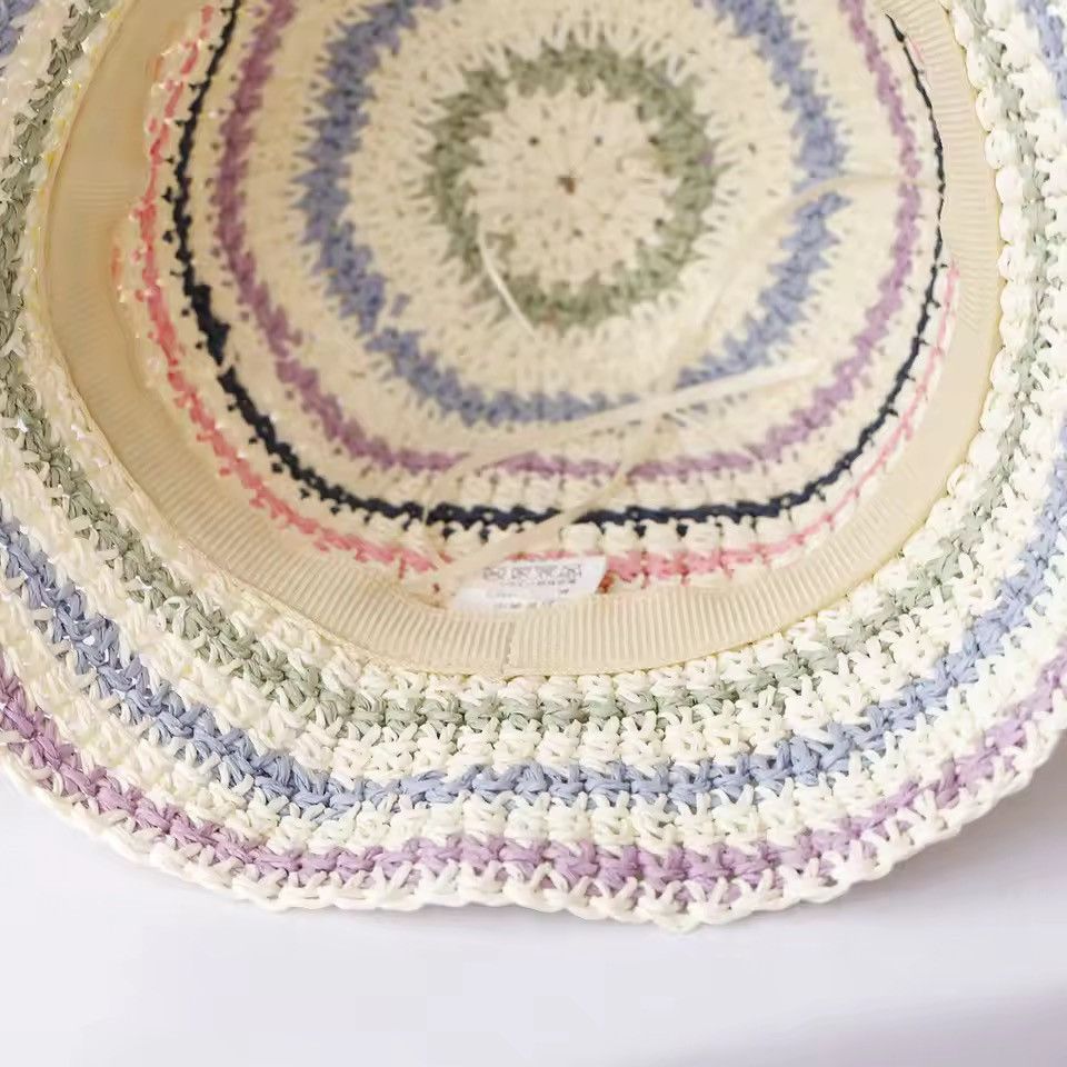Other Striped Rainbow Straw Crochet Hat Size ONE SIZE - 2 Thumbnail